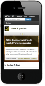 GOV.UK design on mobile device
